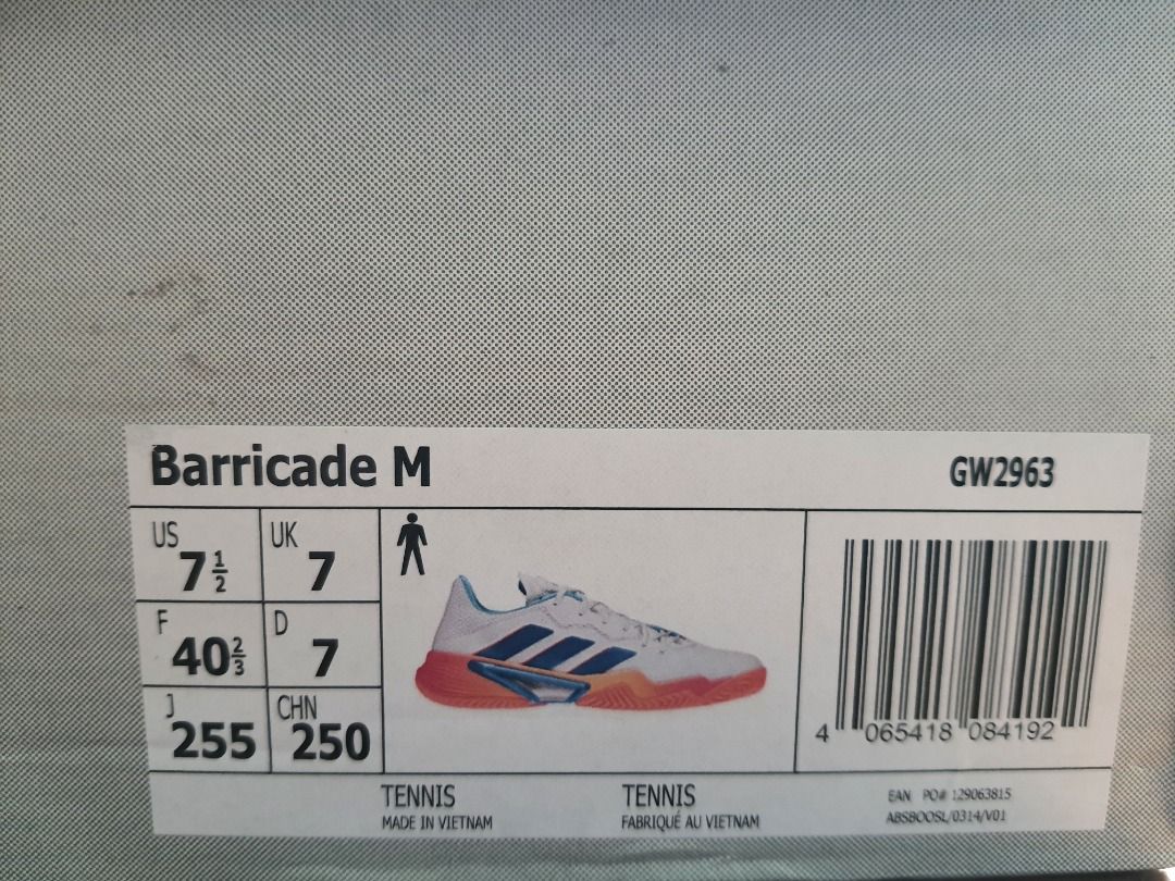 Adidas barricade size best sale chart