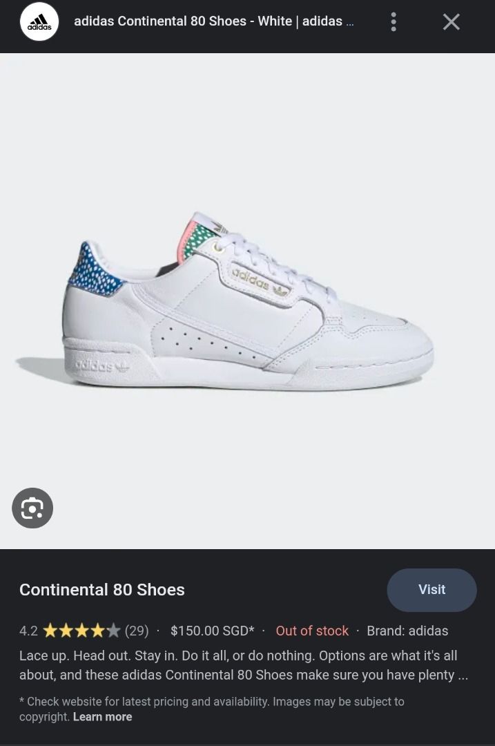 Adidas continental 80W. Size US7.5, Women's Fashion, Footwear, Sneakers on  Carousell
