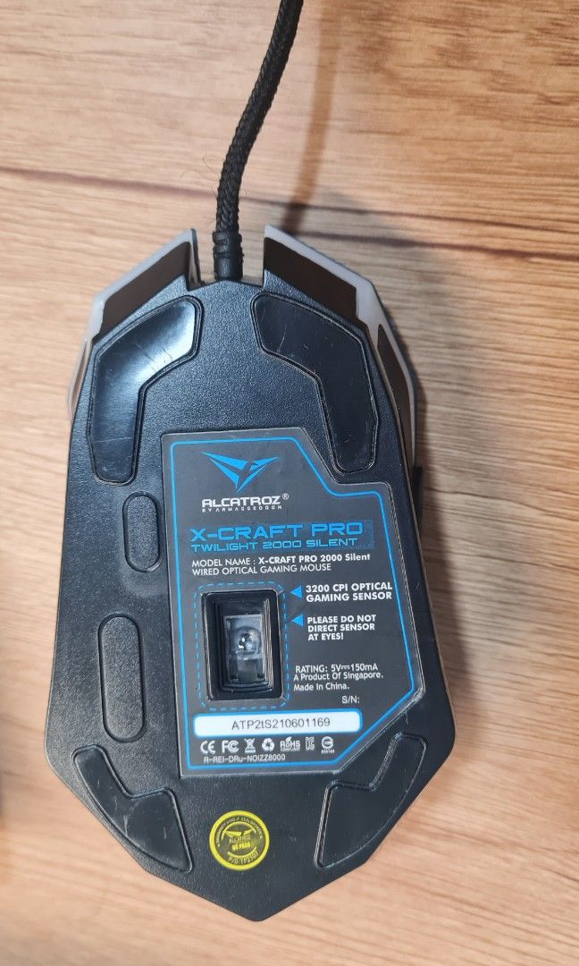 ALCATROX XCRAFT PRO Twilight 2000 silent wired optical gaming mouse, Computers & Tech, Parts