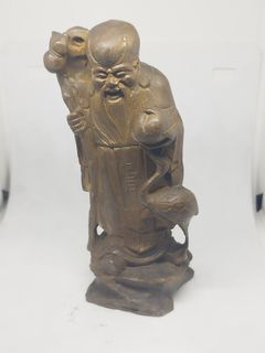 Antique Chinese Bronze Wise Man w/ Walking Stick Shou Lao God Figurine

antique vintage vtg figure statue
