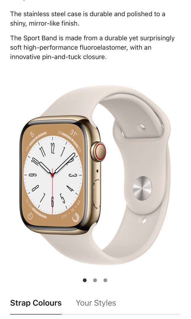 Gold stainless steel case top with stone sport band