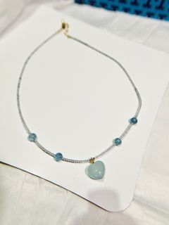 Aquamarine Necklace Heart Pendant