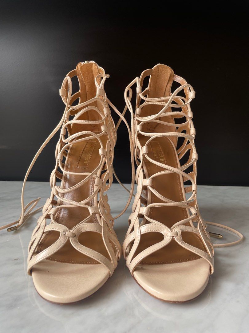 Sandali Con Tacco A Punta Aperta The Drop Archie – Lace-Up Con Cinturini, Tacco 3 Pollici, Ecopelle Lucida, Plantare Imbottito - 4