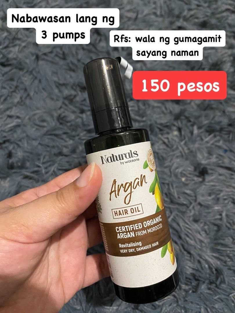 Argan oil (Naturals) (Category: Hair) located in Quezon City. Submitted by adiacie_stuff (Listing ID 1237027987, Image 1). Description: Bought from Watsons.