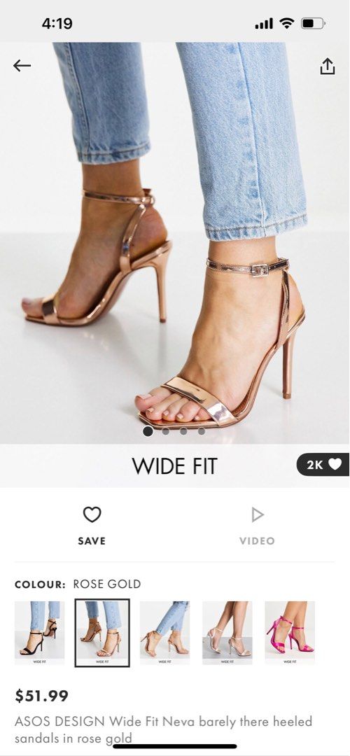 ASOS wide fit neva barely there heeled sandals in rose gold Women s Fashion Footwear Heels on Carousell