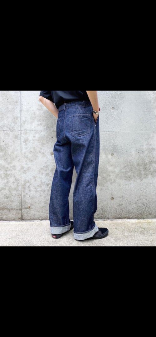 AURALEE HARD TWIST DENIM WIDE SLACKS, 他的時尚, 褲子, 牛仔褲在旋轉拍賣