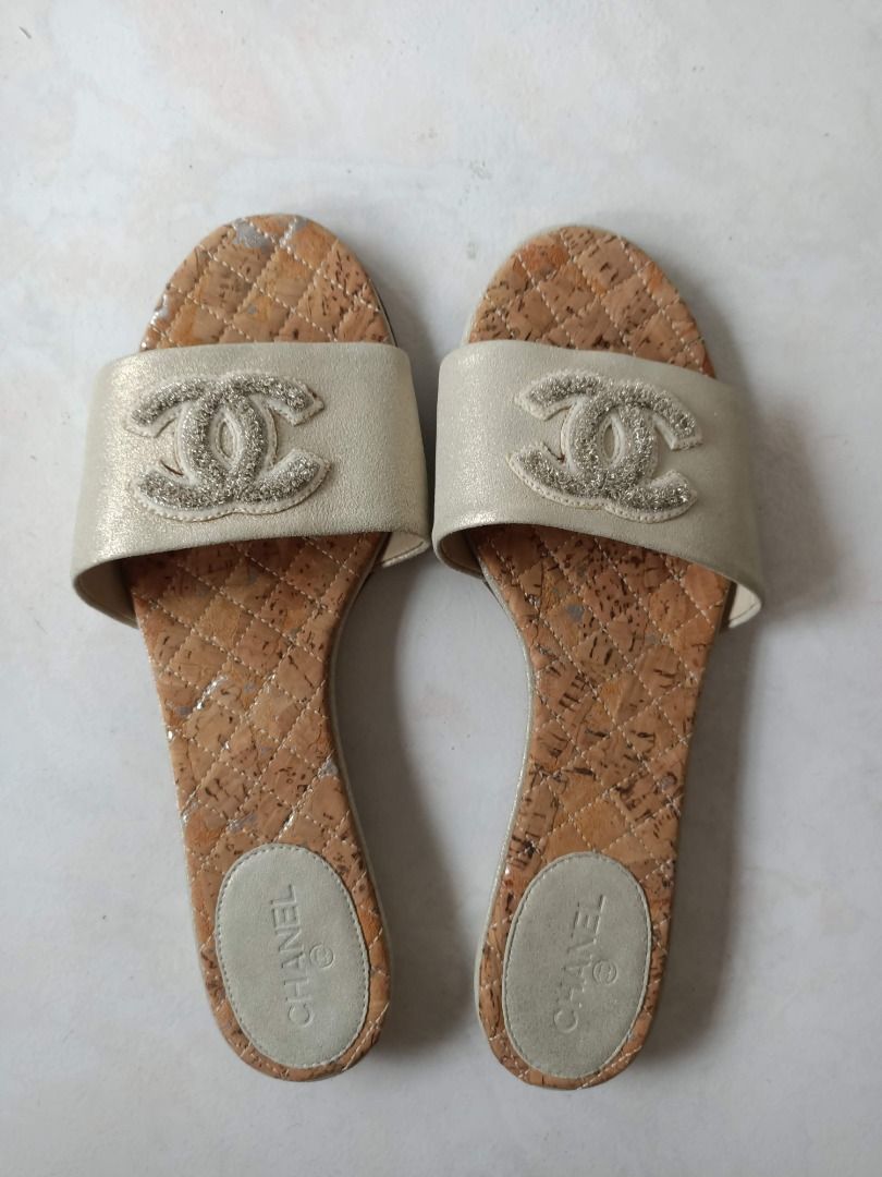 White clearance chanel mules