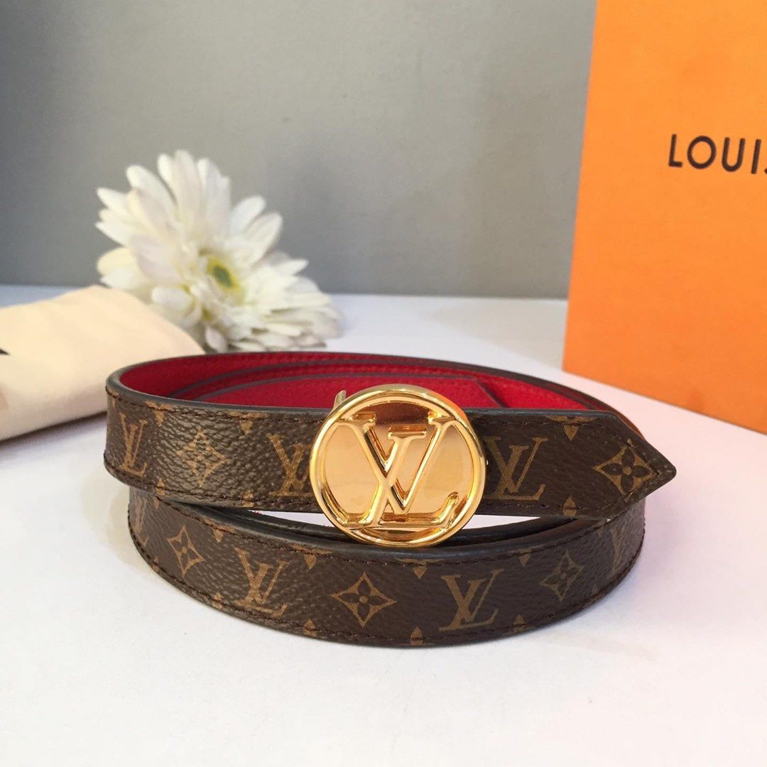 .com: Louis Vuitton Damier Ebene LV Initiales 25 mm Belt (80