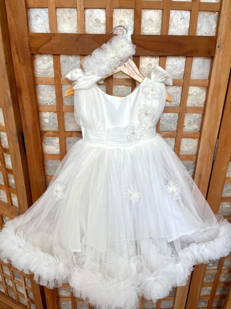 Baby Girl Christening Binyag Gown Dress White Color Babies Kids