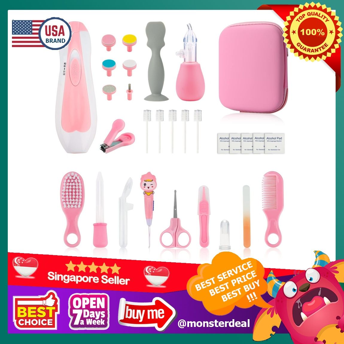 Baby Healthcare and Grooming Kit for Newborn Kids 17PCS Upgraded Safety Baby Care Kit Newborn Nursery Health Care Set Baby Care Products Pink