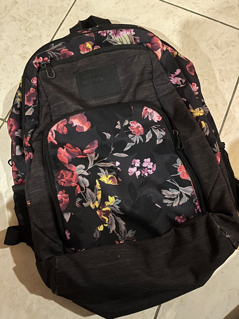 Billabong Australia black floral backpack