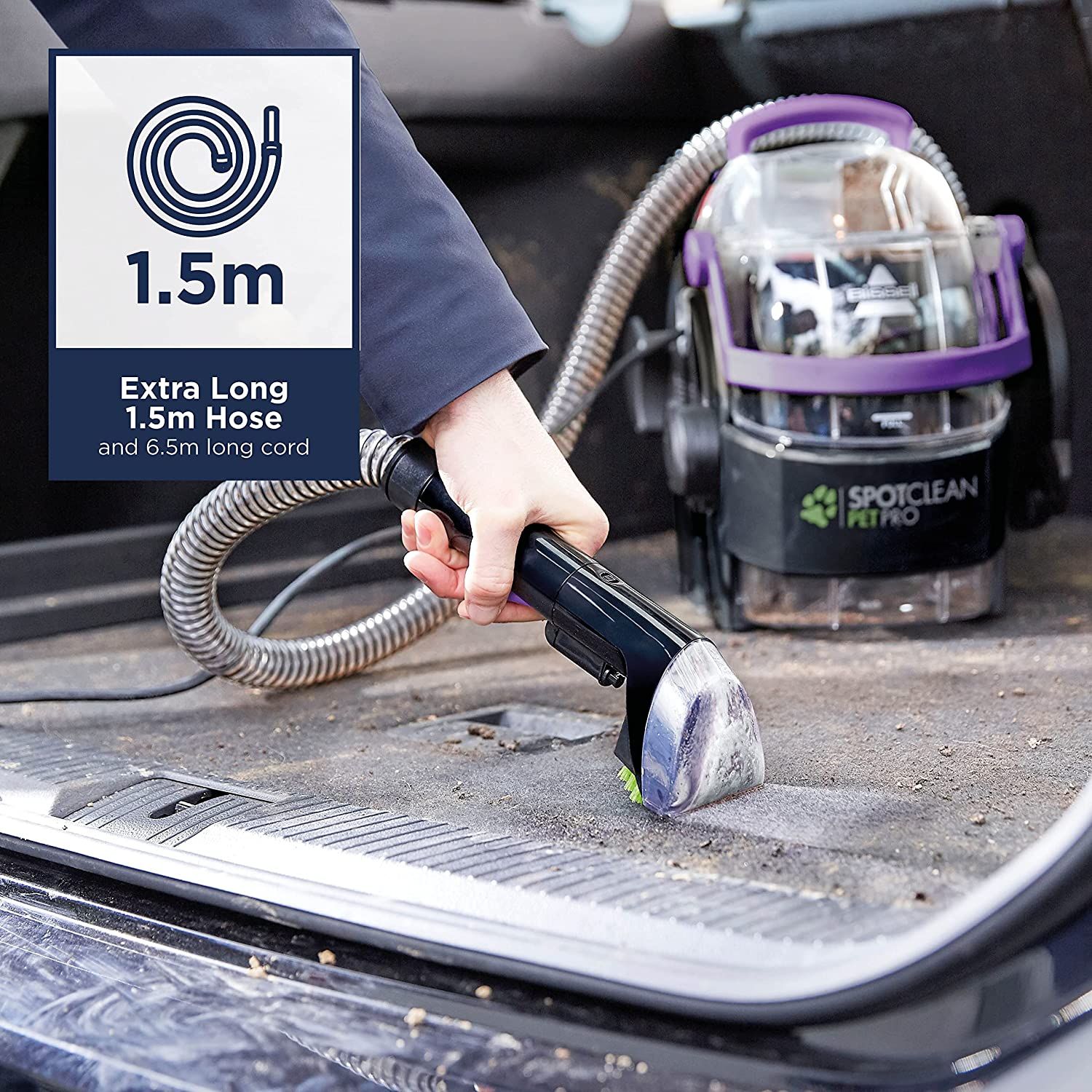 BISSELL SpotClean Pet Pro 750W Portable Carpet Cleaner Removes