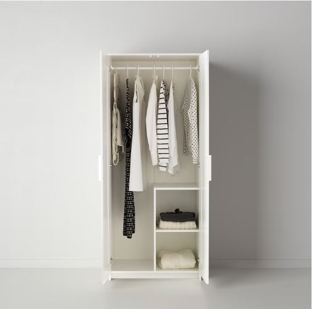 BRIMNES Wardrobe with 2 doors white 78x190 cm Furniture Home