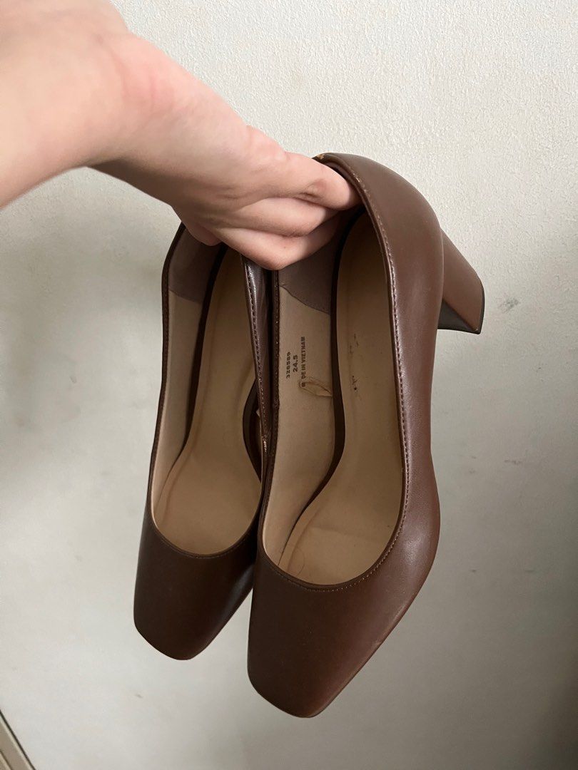 Dark brown chunky heels sale