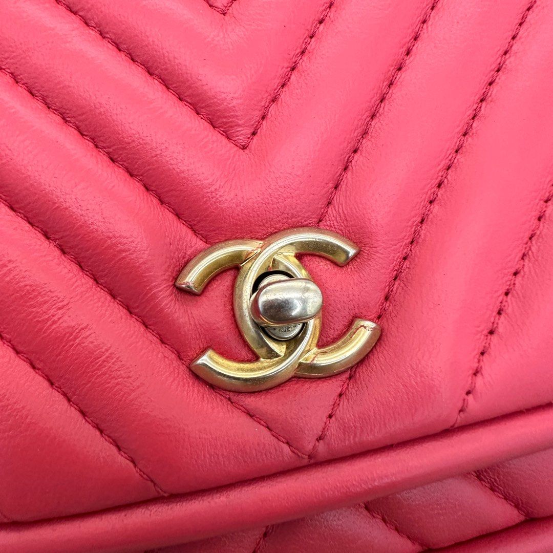 Chanel Reverse Chevron Mini Too Handle Flap GHW Lambskin, Luxury, Bags &  Wallets on Carousell