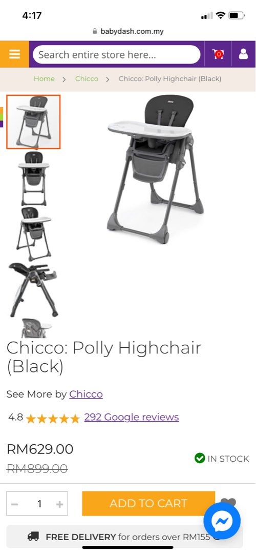 Chicco polly 2025 high chair manual