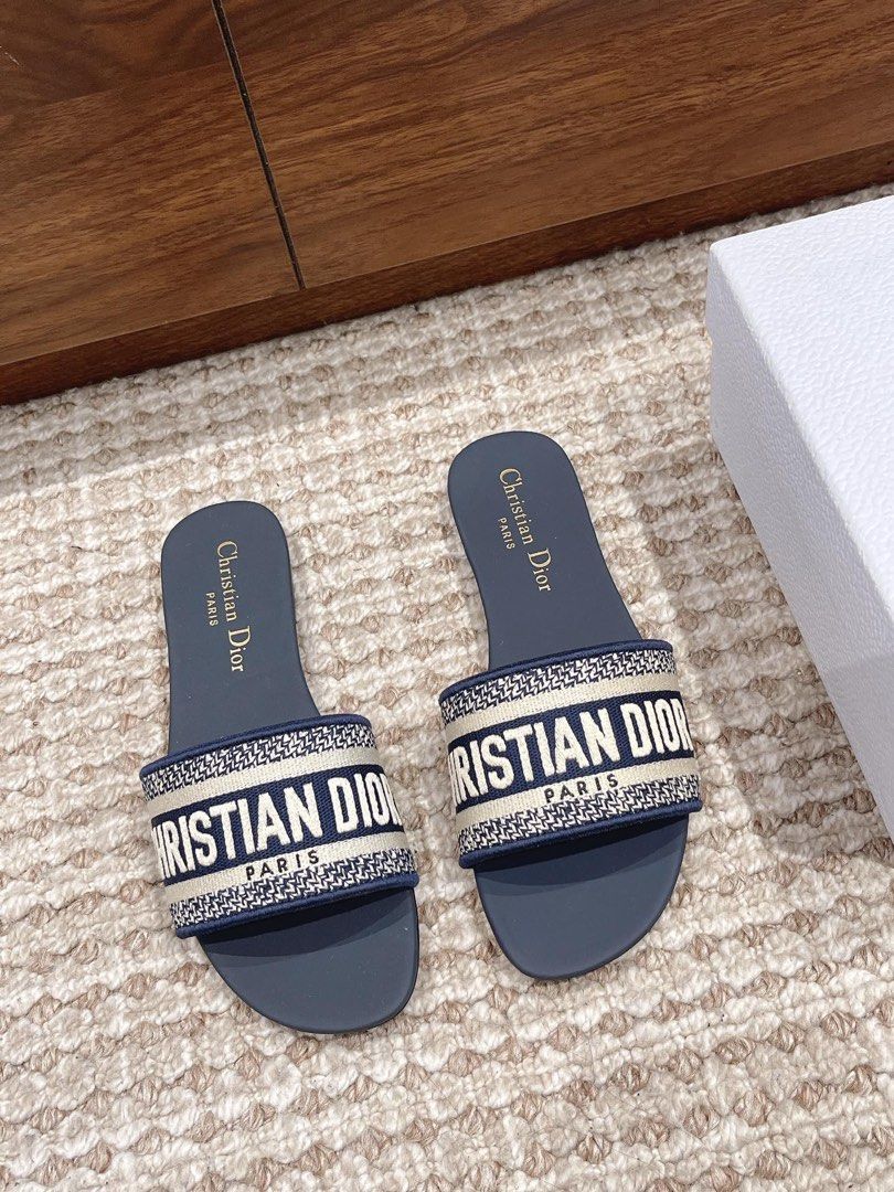 Christian Dior Dway Green Tie Dye Embroidered Logo Slide Mule Flat Sandal  40  eBay