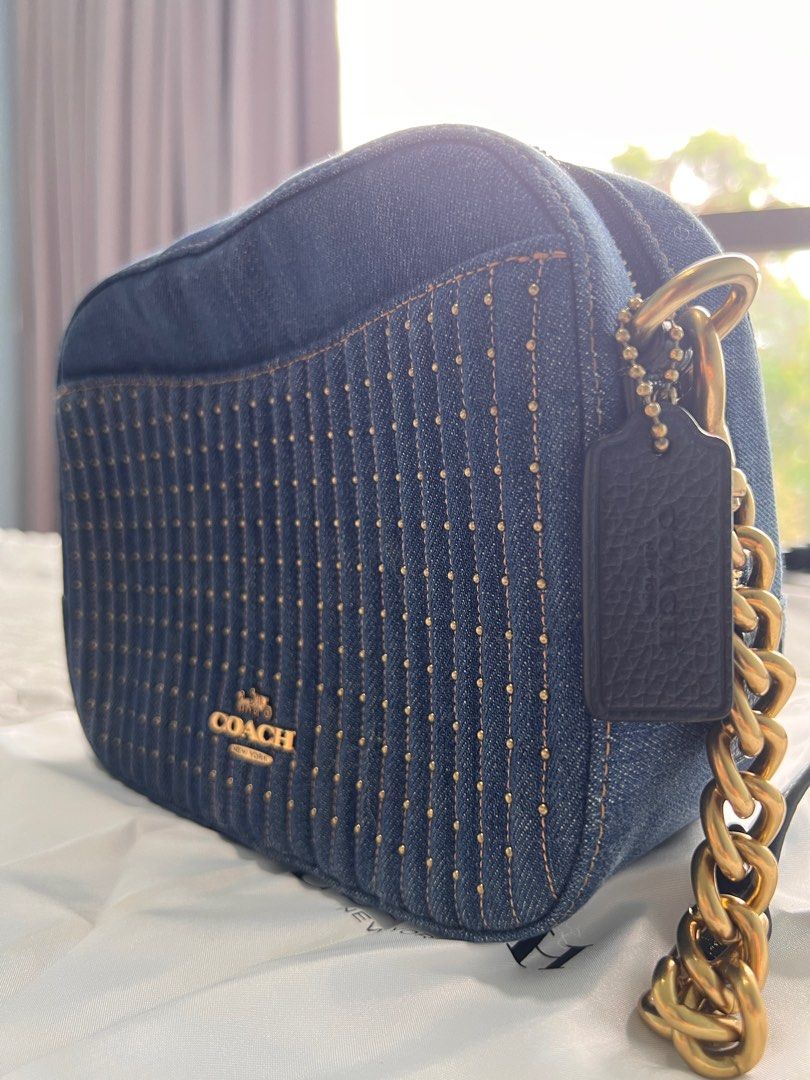 Coach studded denim camera bag best sale