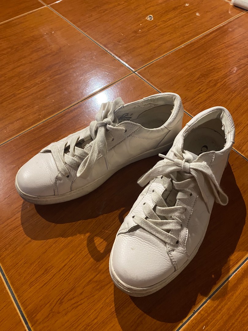 Coach white leather sneakers top