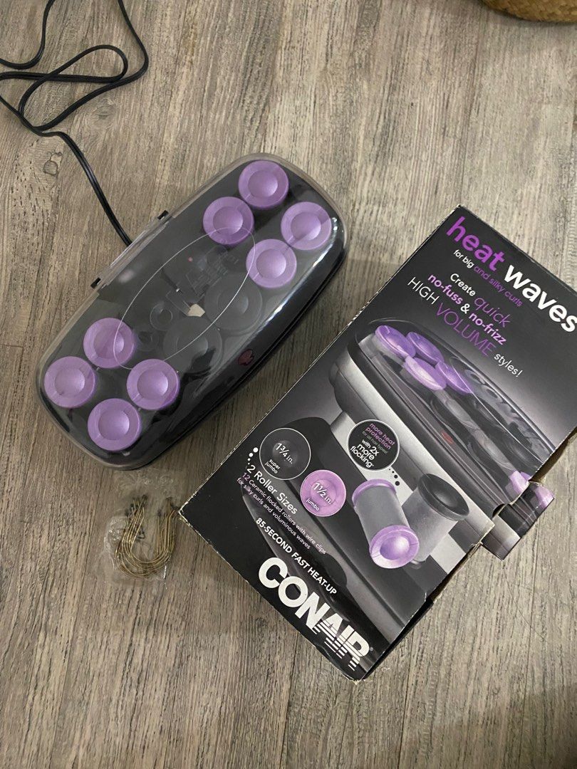 CONAIR Heat Waves Ceramic Heated Hot Rollers in Purple Wire Pin Type 110V