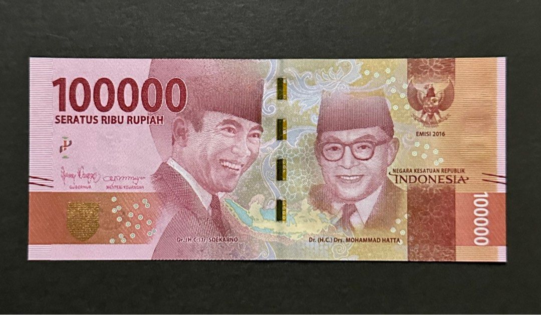 (CQJ 222222) 2016 Indonesia 100000 Seratus Ribu Rupiah Solid 6 Serial ...