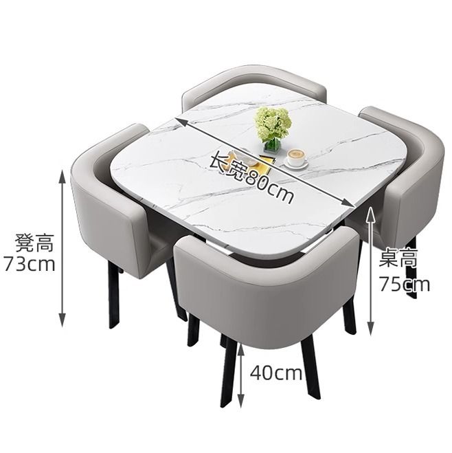 CT 016 Round/square table with 4 chairs, Modern Nordic Style, Home ...