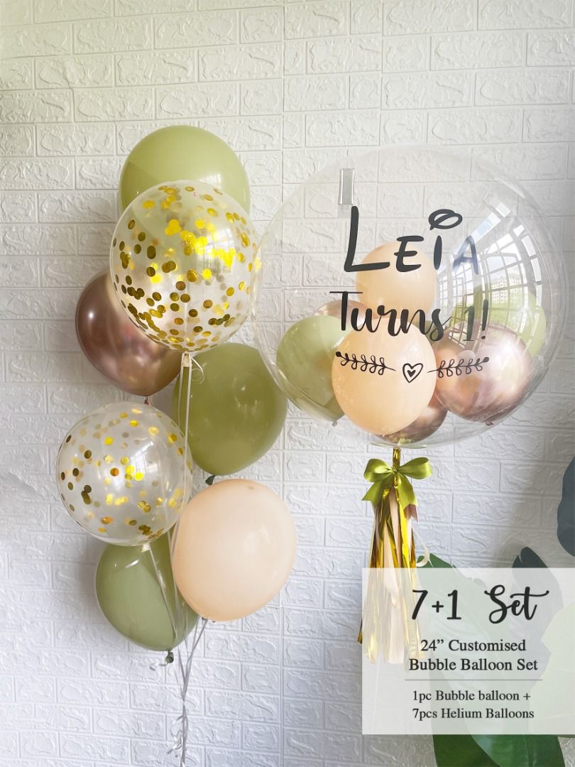 Delivery 7 1 24inch Bubble Balloon with mini balloons bouquet with helium Stand LED Happy Birthday Party Decoration Surprise