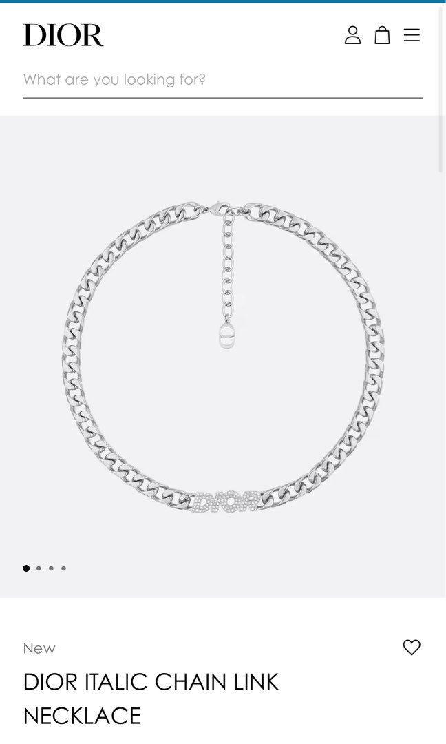 Dior Italic Chain Link Necklace Silver-Finish Brass and White