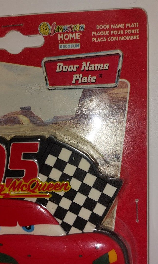 Disney Cars Lightning Mcqueen Collectible Door Name Plate Collection