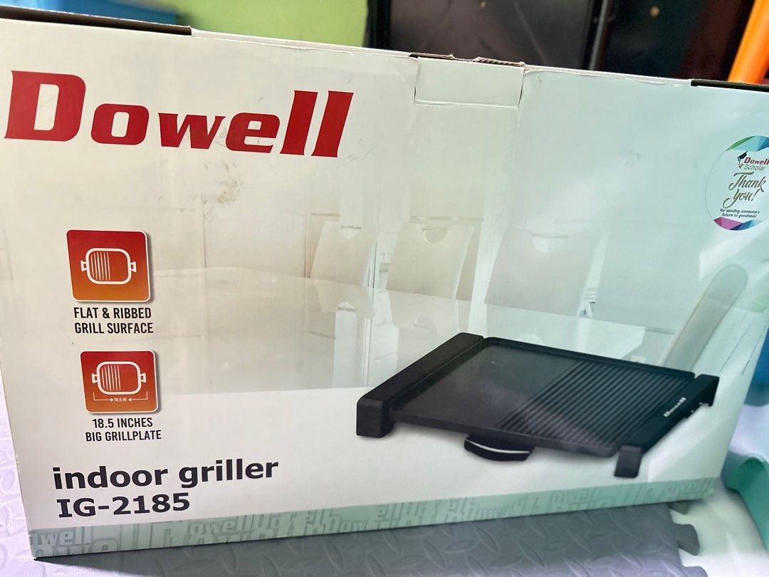 Dowell Indoor Griller (Category: BBQ, Grills & Hotpots) located in Taguig. Submitted by __albert10 (Listing ID 1237067066, Image 2). Description: With DOWELL Appliances, we cook well, refresh well, clean well, wash well, look well. Because DOWELL does it all well. We assured that our daily task are completed efficiently, giving us more time to ourselves and to our loved ones. That’s bringing goodness to life! Flat and ribbed grill surface 18.5 in