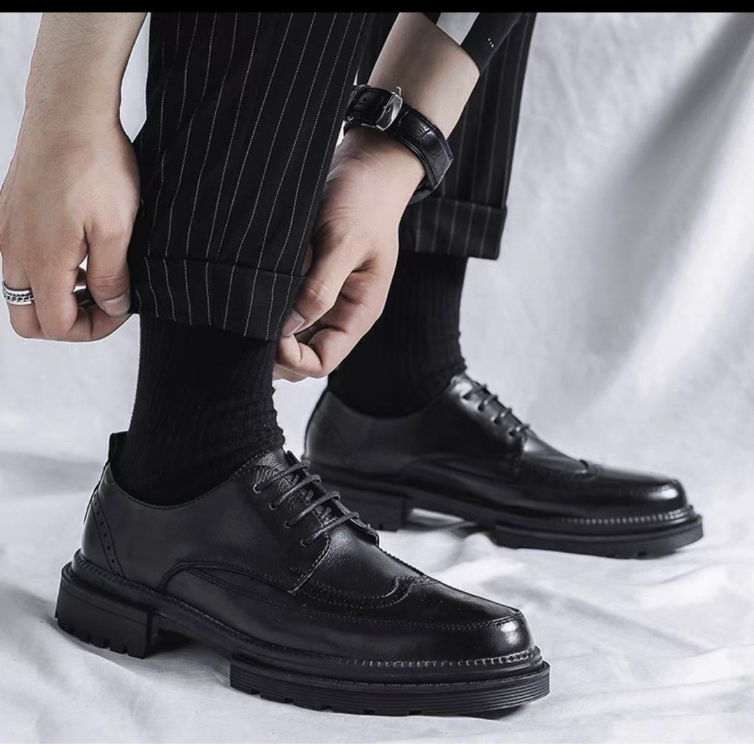 Men black cheap leather shoes