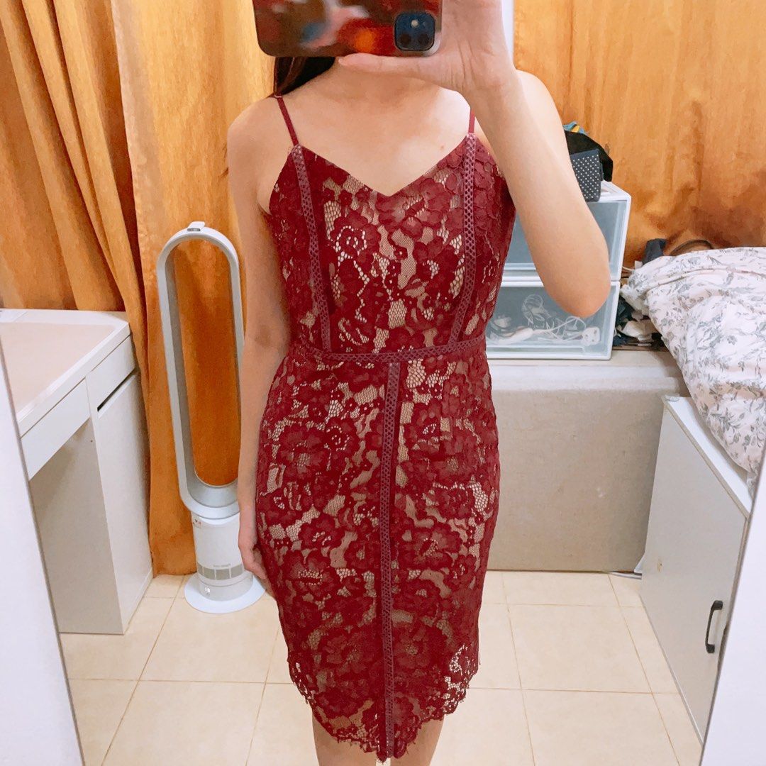 Red lace dress new look top