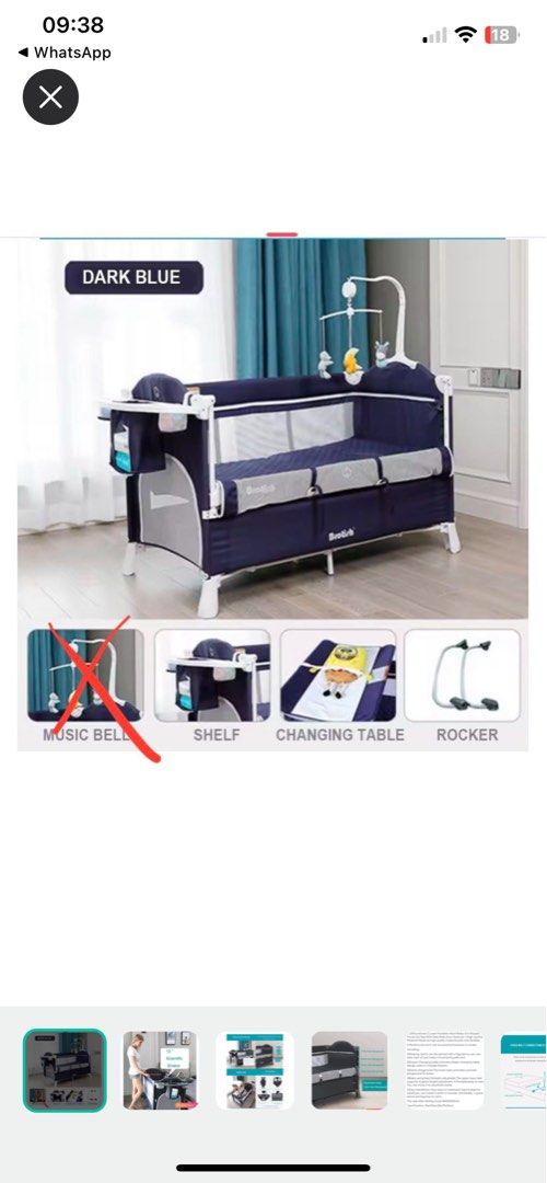 Foldable travel baby cot, Babies & Kids, Baby Nursery & Kids Furniture