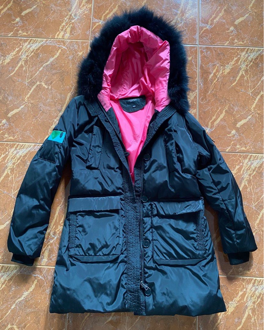 Red jacket with store black fur hood