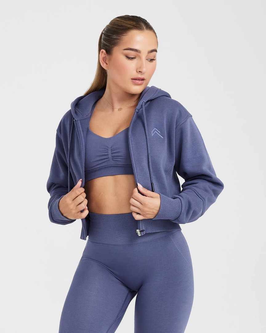 BNWT Oner Active Classic Lounge Cropped Zip Up Hoodie in Slate Blue ...
