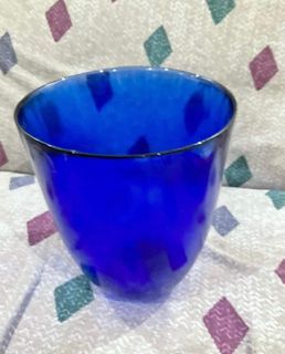 Handblown High Quality Glass Cobalt Blue Tall Vase 8" x 6.5" inches - P950.00