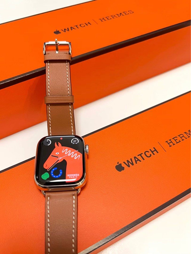 日本製/今治産 【新品】Apple watch HERMES S8 45mm シルバー#875