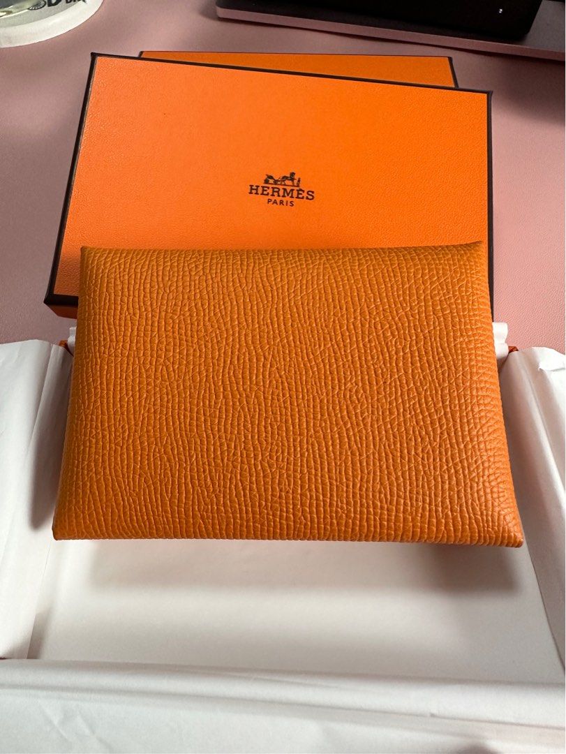 Hermes Calvi Duo Compact Abricot, Luxury, Bags & Wallets on Carousell
