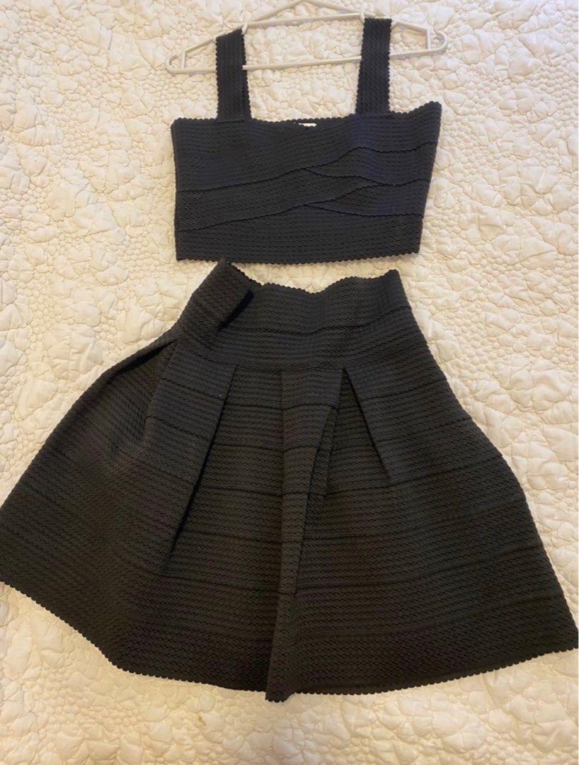 H&M Black Bandage Top Skirt Set S, Women's Fashion, Dresses