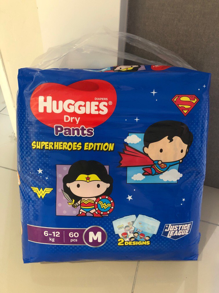Huggies dry pants (M size ) superheroes edition, Babies & Kids, Bathing
