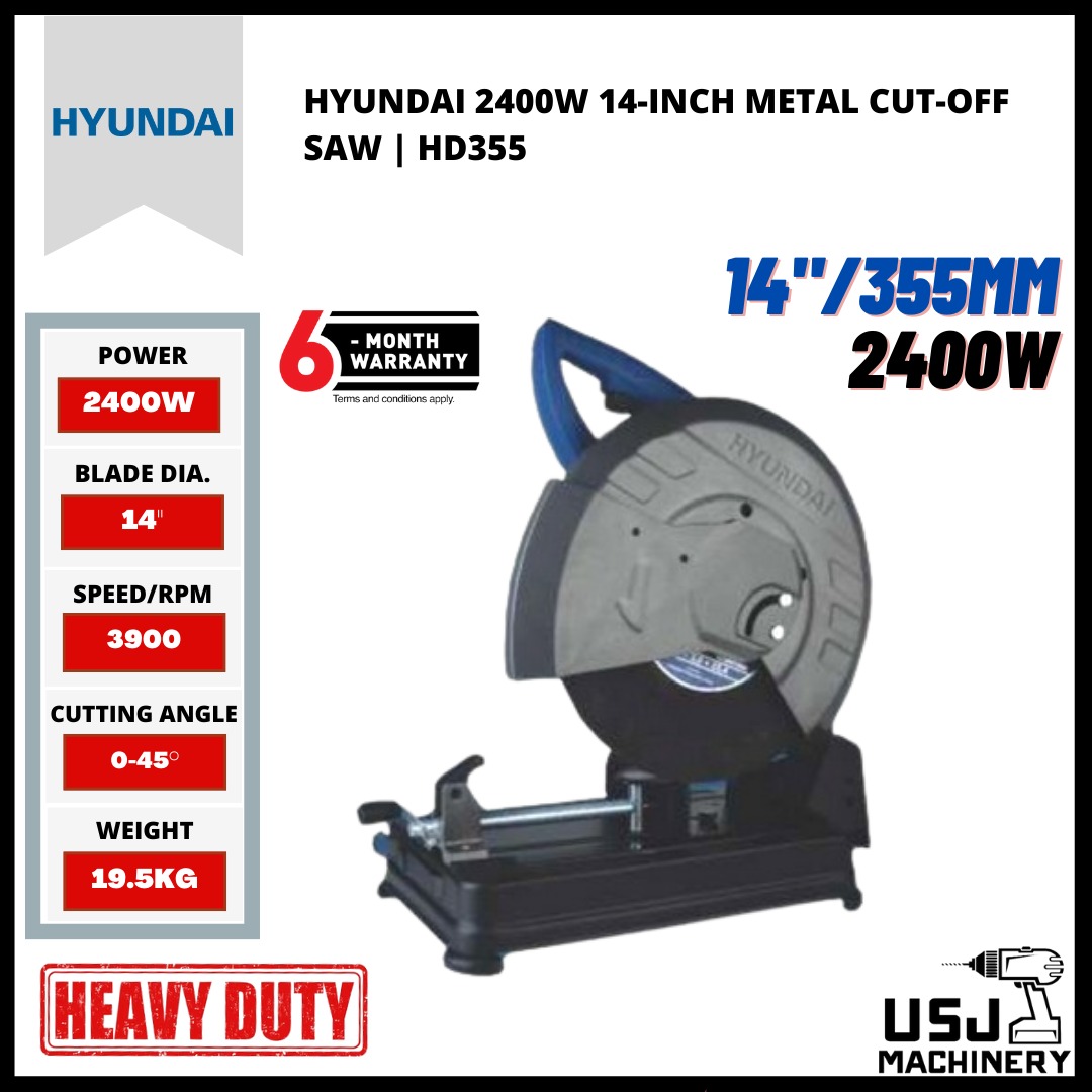 Hyundai 2400W 14-inch/355MM Heavy Duty Metal Cut-Off Saw HD355 Months  Local Warranty, Furniture  Home Living, Home Improvement  Organisation,  Home Improvement Tools  Accessories on Carousell