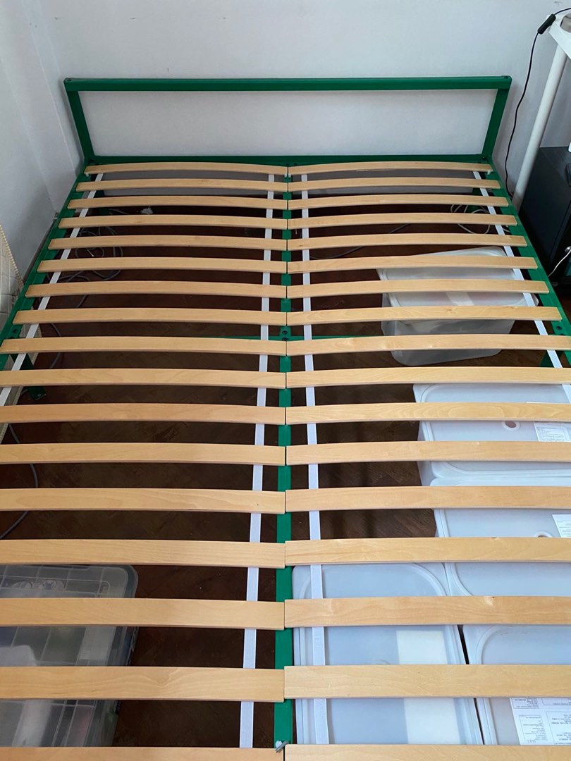 IKEA GRIMSBU Bed Frame 150x200cm with Slatted Bed Base, Furniture