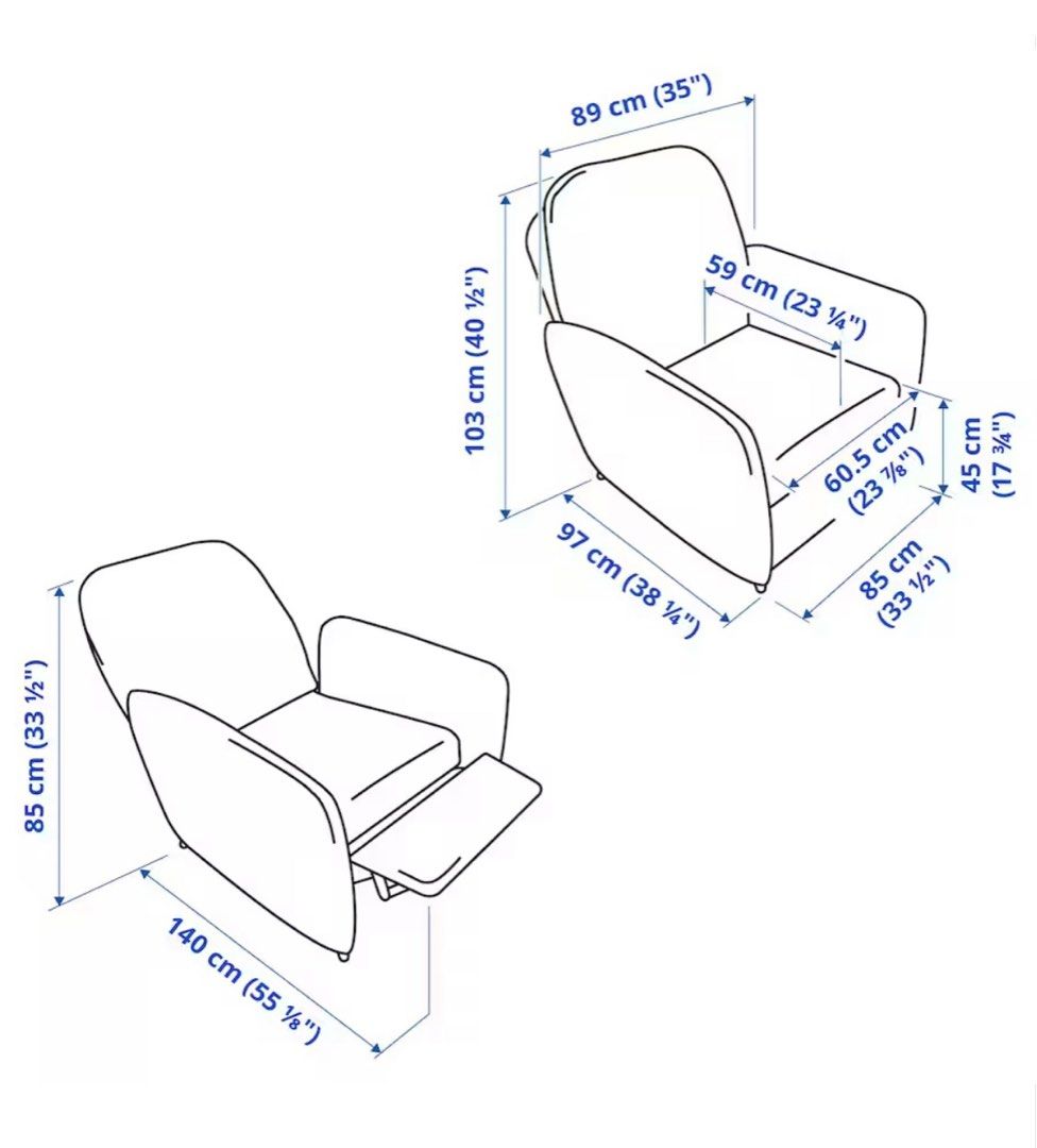 IKEA Recliner Chair Light Pink, Furniture & Home Living, Furniture, Chairs on Carousell