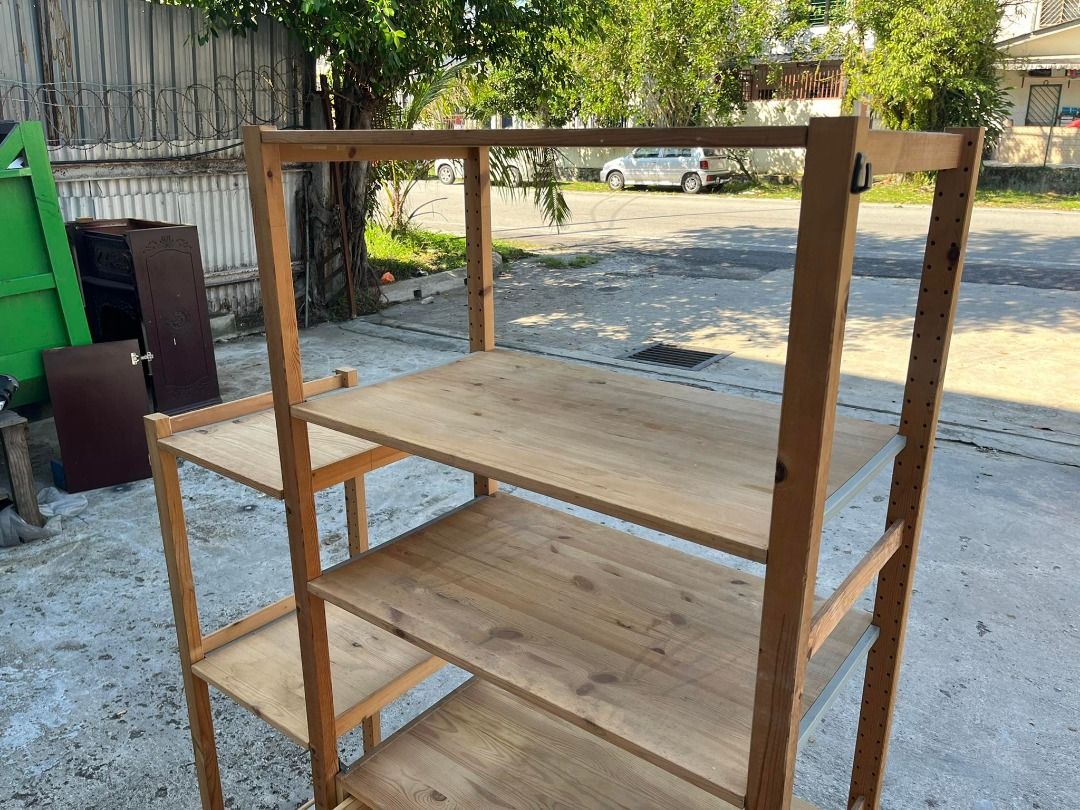 (IKEA) Solid Pine Wood Rack Shelves Drawer, Furniture & Home Living, Furniture, Shelves