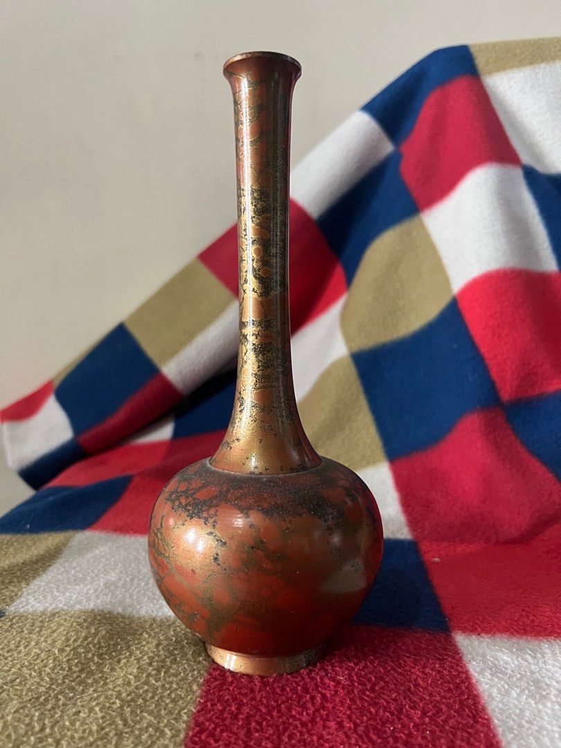 Vintage Japanese Takaoka Doki Patinated Brass Vase on Carousell