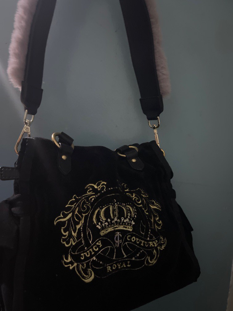 Juicy Couture Handbag Black Velour Leather Embroidered Hobo Purse - Juicy  Couture bag - | Fash Brands