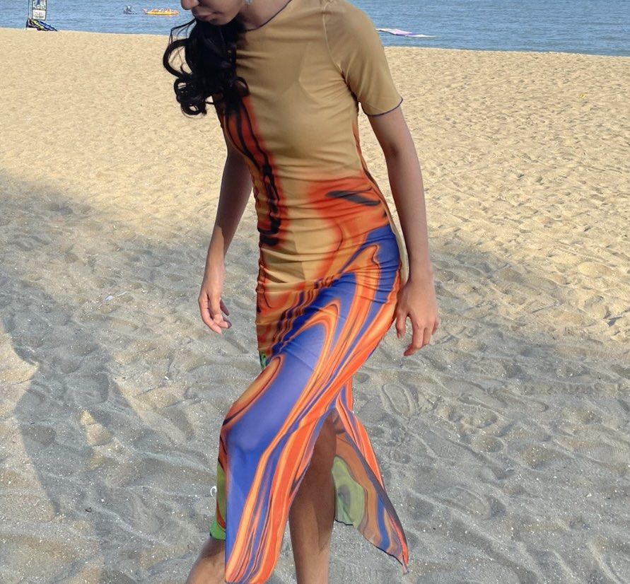 Long Mesh Dress with side slit Beach Dress (Category: Dresses) located in Paranaque City. Submitted by gorgeouslygorg (Listing ID 1237117823, Image 3). Description: Get this worn once mesh dress good for any occasion; I worn this dress for a 2hrs only. What you see is what you get Height: 5’4 Size: XS - Small Very Flattering and the Design is indeed gorgeous!.