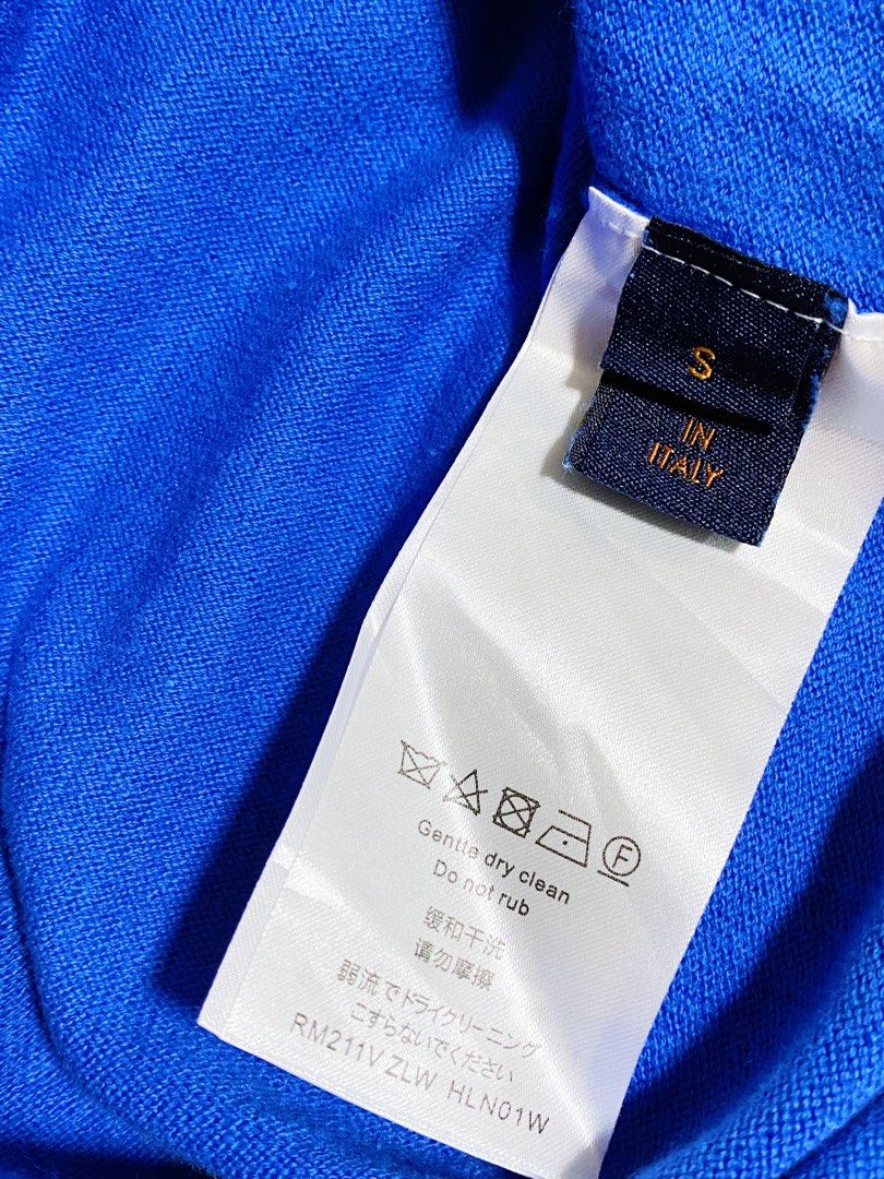 Men's Louis Vuitton FW21 Round Neck Logo Alphabet Printing Classic Short Sleeve Blue 1A971C