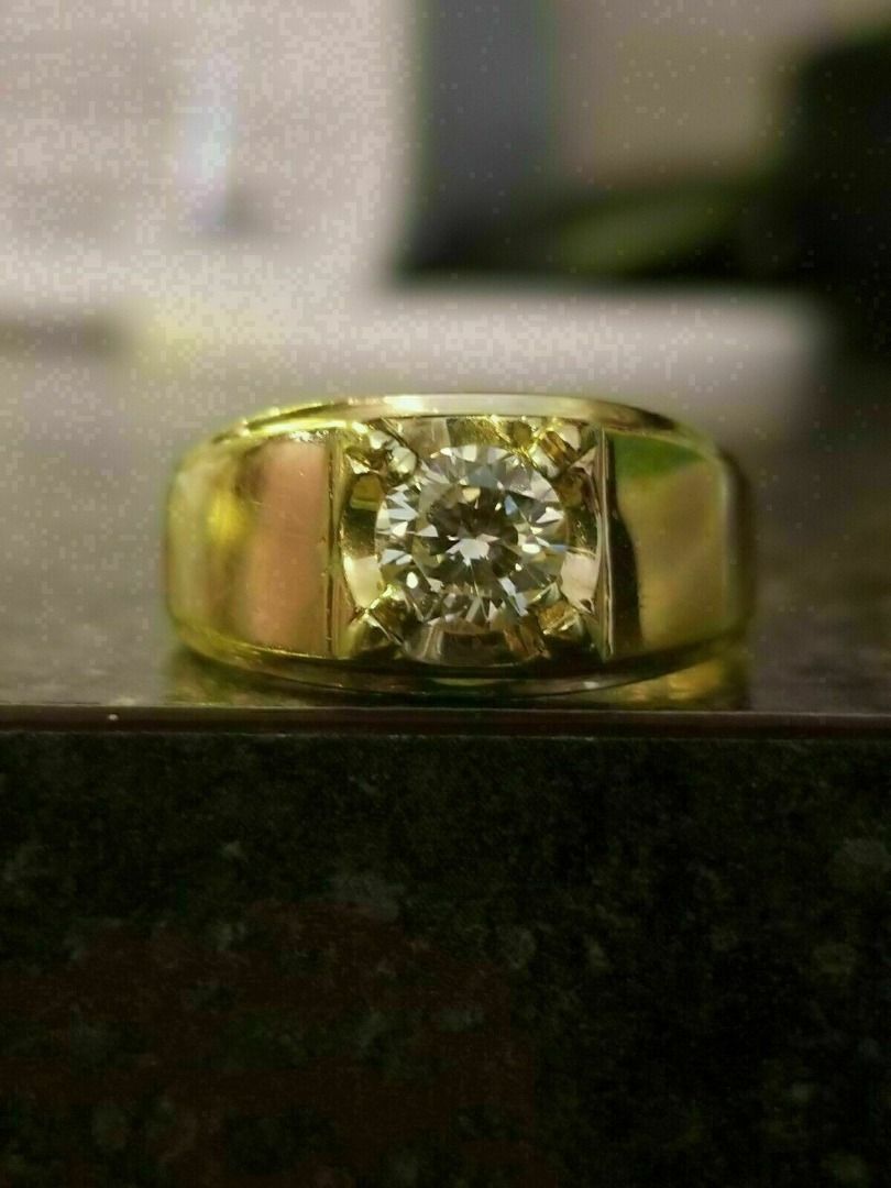 Mens gold hot sale moissanite rings