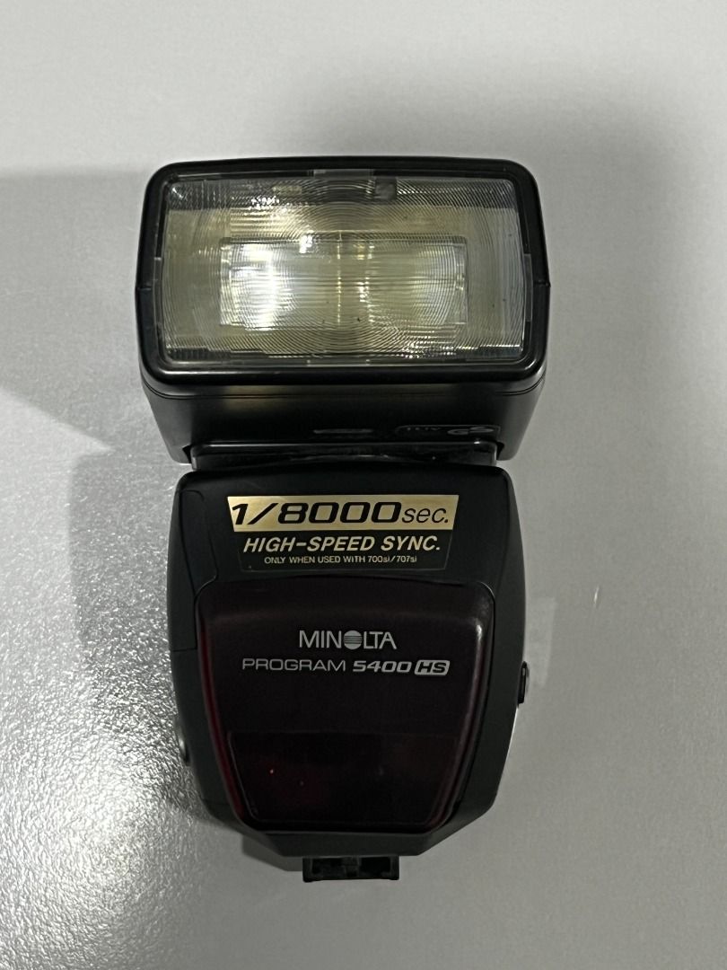 Minolta Program 5400HS Flash (Category: Flashes) located in Singapore. Submitted by osro66 (Listing ID 1237004934, Image 1). Description: Minolta Program 5400HS flash for Minolta Dynax Cameras. 1. Condition as per pictures shown without edit. 2. Fully functional Please check the item on meetup. Once item is sold, it is non returnable and non refundable. Low ballers will be ignored..